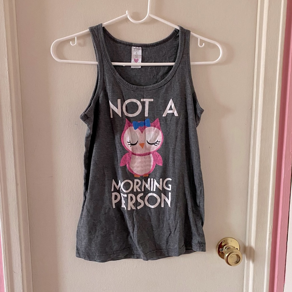 Sleep & Co Grey Owl Print “Not a Morning Person” Sleepwear Tank Top